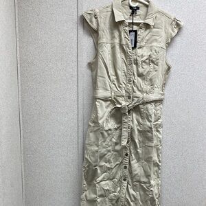 PAIGE Tan Sleeveless Midi Dress